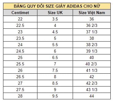 Giày adidas size outlet us