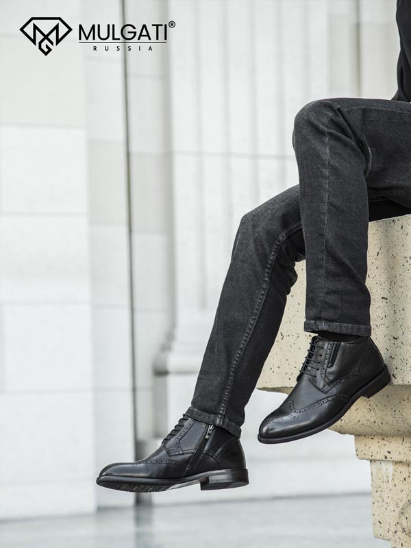 Giày da Zip Boots Mulgati Wingtip YS971X