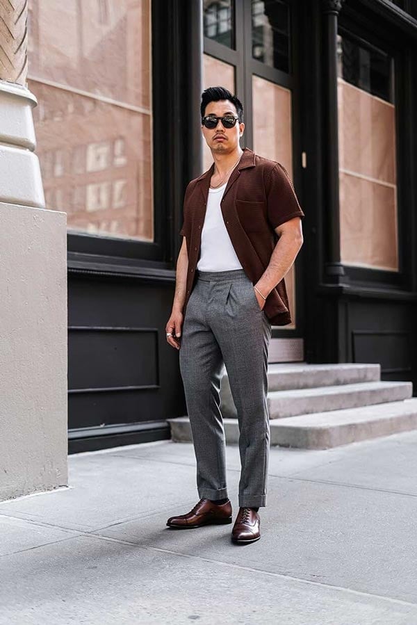 Cap-toe Oxford phối với trang phục thông thường