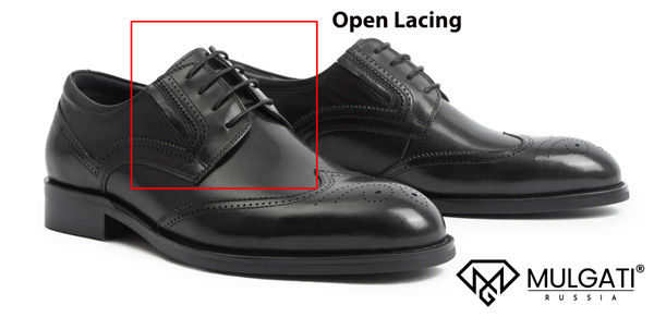 Mẫu giày Derby Mulgati Wingtip 5408A với phần mui mở (Open Lacing)