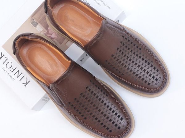 Giày tây da bò đục lỗ
