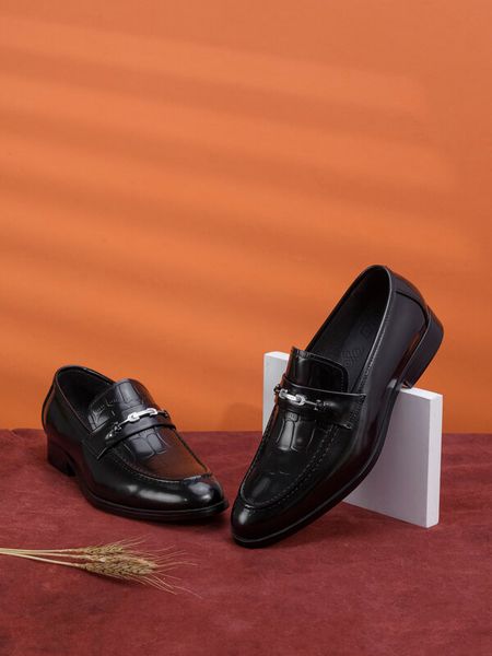giày lười nam Mulgati Horsebit Loafer ND466 đen bóng