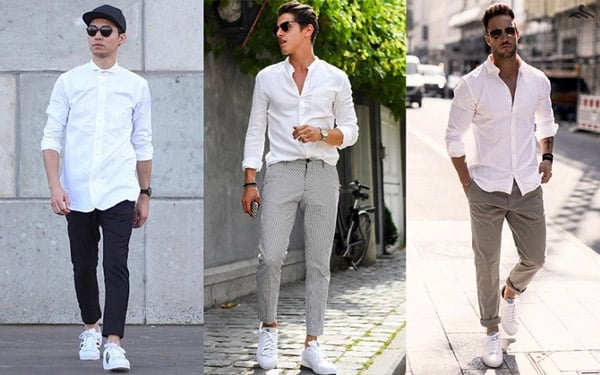 Giày thể thao nam đi chơi lịch thiệp cùng quần âu áo sơ mi