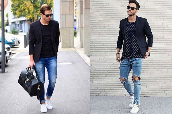 Giày thể thao nam đi chơi được phối với phong cách thoải mái, năng động