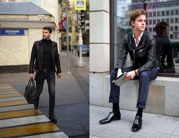 Giày Oxford nam phối cùng áo Biker