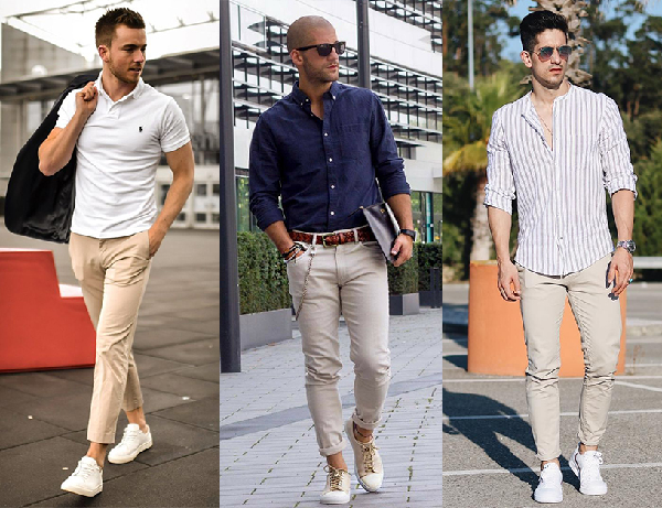 Sneaker kết hợp quần Chinos lịch sự cho nam giới