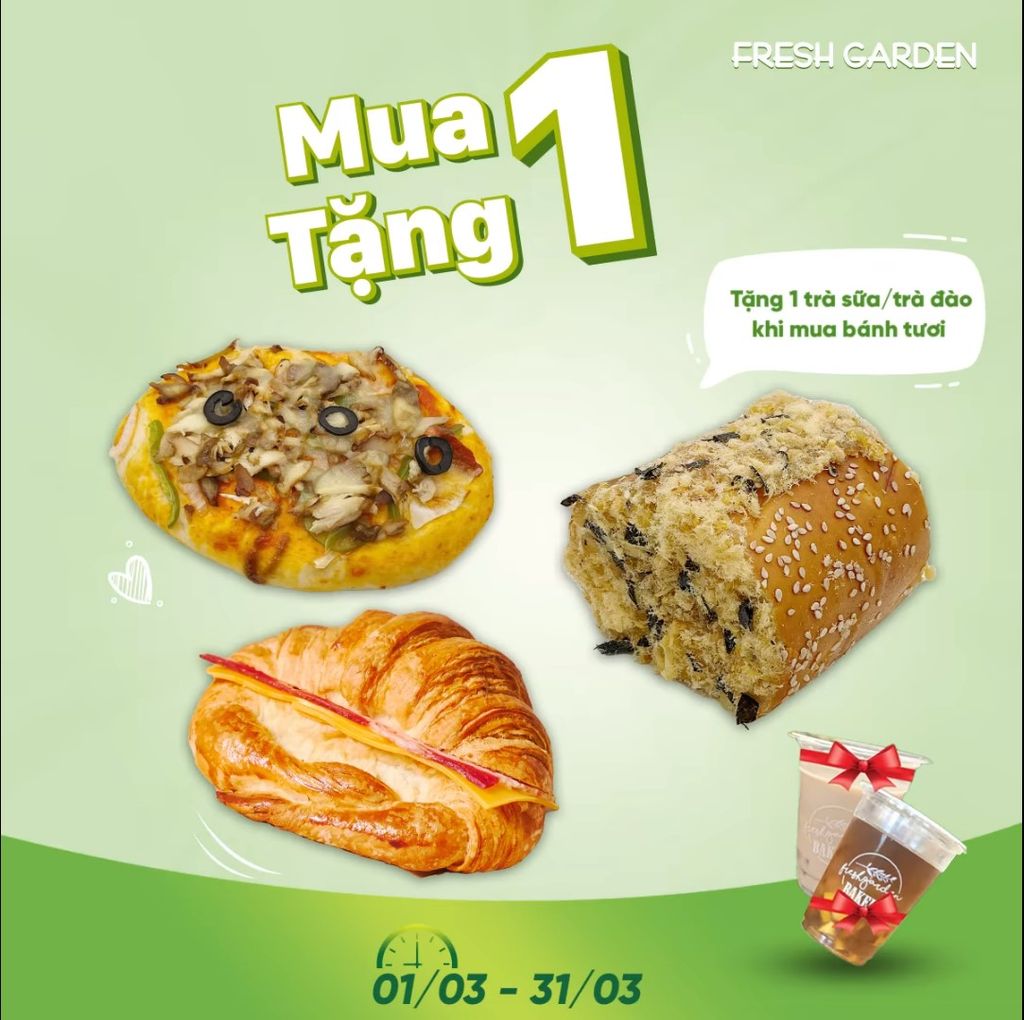 Mua 1 tặng 1 - Tặng 01 trà đào/ trà sữa thạch khi mua 1 bánh tươi