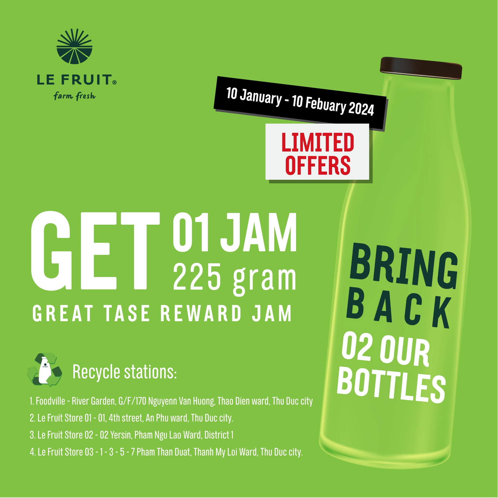 CHƯƠNG TRÌNH THU HỒI VỎ CHAI - NHẬN NGAY QUÀ HẤP DẪN CÙNG LE FRUIT