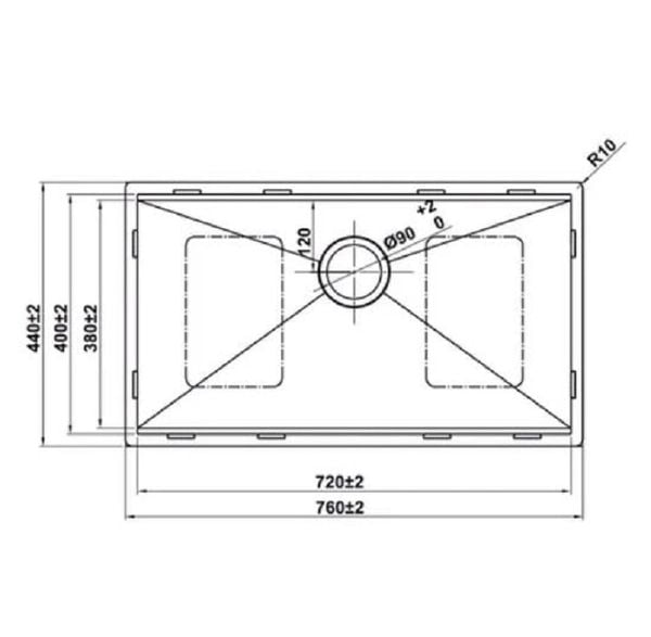 Kích Thước Chậu Rửa 1 Hố Hafele WS R10 HS25-SSN1S-7644 567.24.486