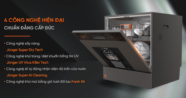 Máy Rửa Bát 10 Bộ Junger DWJ-103 Trang Bị Công Nghệ Hiện Đại