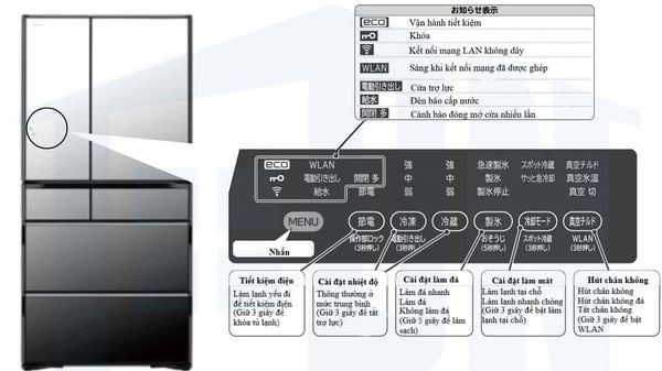 Tủ Lạnh Hitachi Mặt Gương R-WXC74W Điều Khiển Cảm Ứng