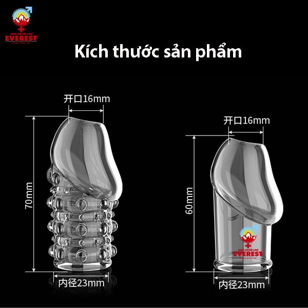 Bộ đôi bao cao su silicon đeo đầu khấc loại đầu hở