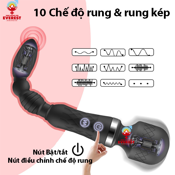 Chày rung tình yêu 2 đầu kích thích âm đạo và hậu môn giá rẻ