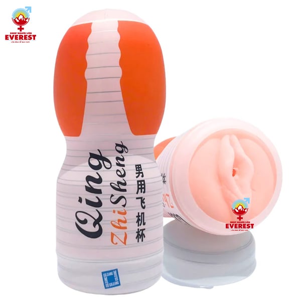 Cốc thủ dâm Qing hình âm đạo màu trắng cam giá rẻ cho nam