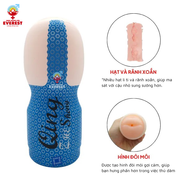 Cốc thủ dâm Qing hình miệng màu xanh trắng giá rẻ cho nam