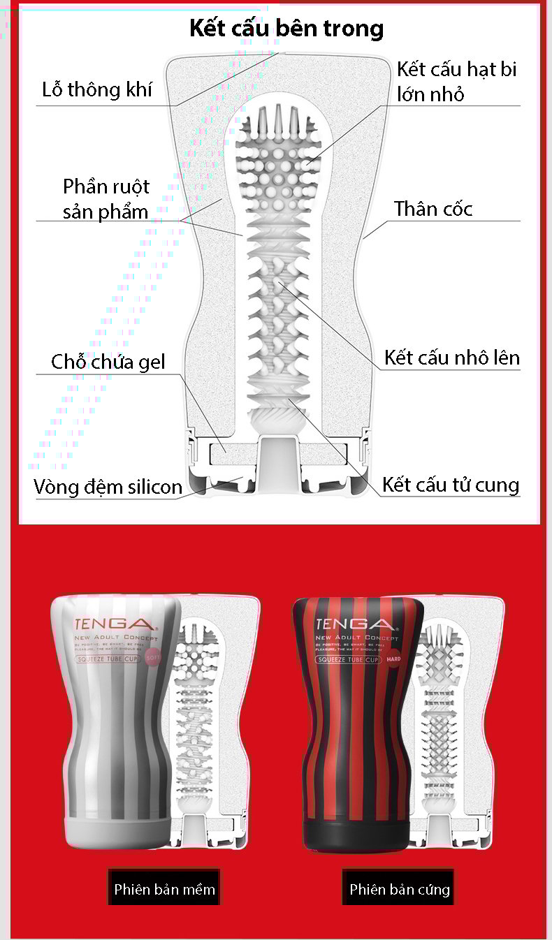 Cốc Thủ Dâm Tenga Squeede Tube Cup Hàng Chính Hãng Nhật Bản