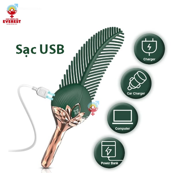 Máy massage kích thích điểm G hình lá cây rung 10 tần số