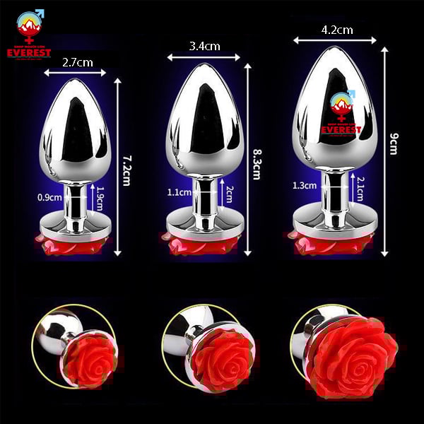 Phích cắm hậu môn inox đế hoa hồng đủ size giá rẻ