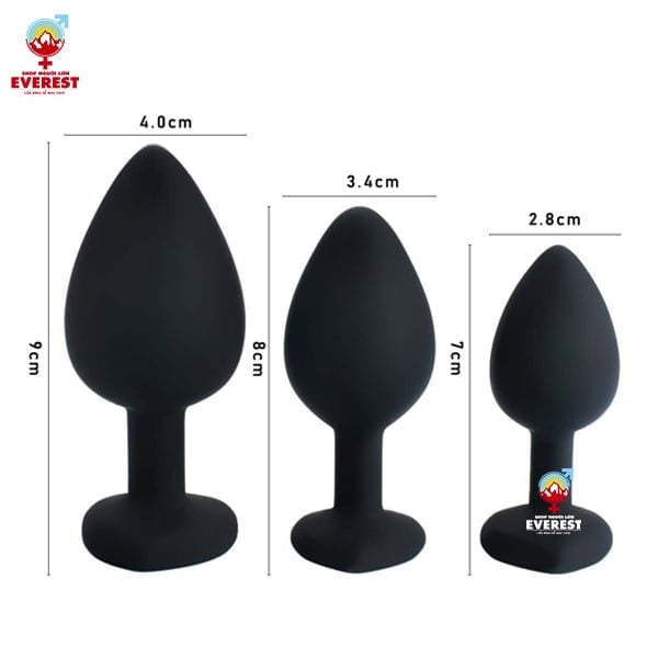 Phích cắm hậu môn silicon tròn gắn đá pha lê đủ size