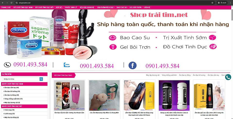 Shop Trái Tim cung cấp các sản phẩm đồ chơi tình dục chất lượng