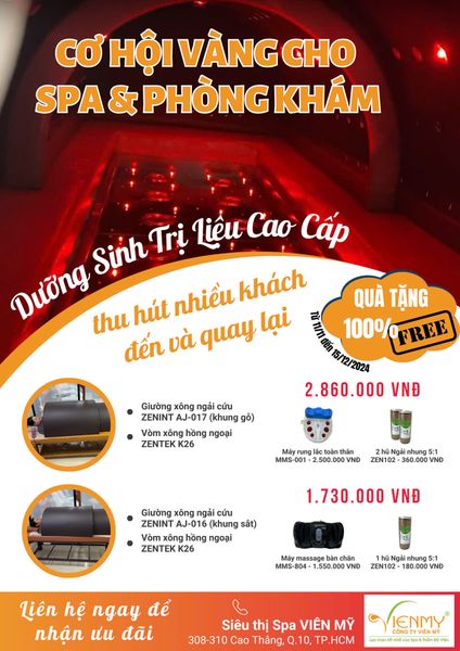 Cơ hội VÀNG: Sở hữu combo Giường ngải cứu - Vòm xông hồng ngoại cho spa và phòng khám