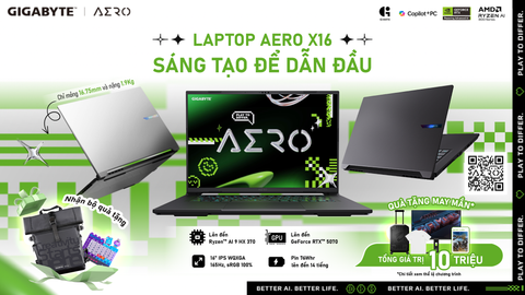 Laptop GIGABYTE AERO X16 nhận quà liền tay