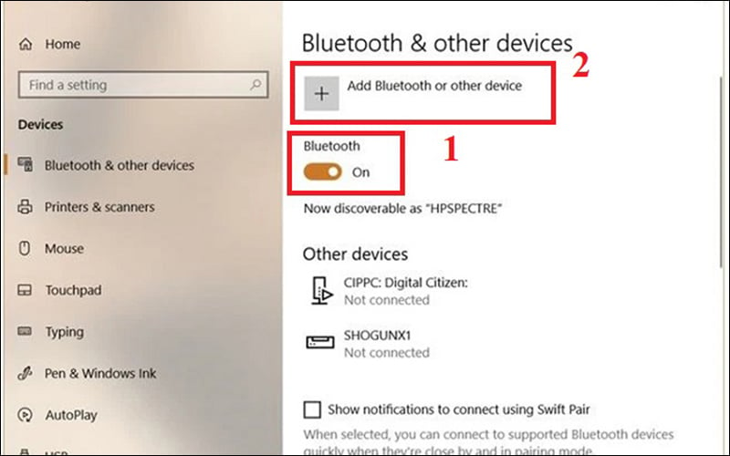 Chọn Add Bluetooth or other device.