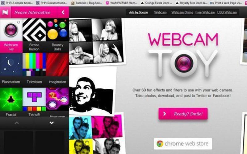 Truy cập vào trang chính thức của Webcam Toy để chụp ảnh