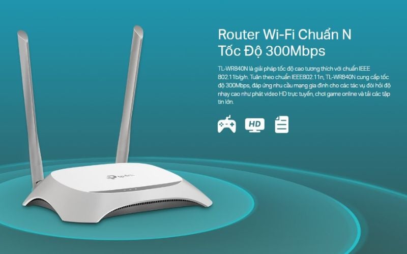 Phát Wifi TP-Link TL-WR840N 300Mbps 2 anten Chính Hãng