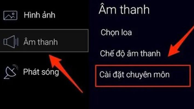 Chọn Âm thanh > Cài đặt chuyên môn