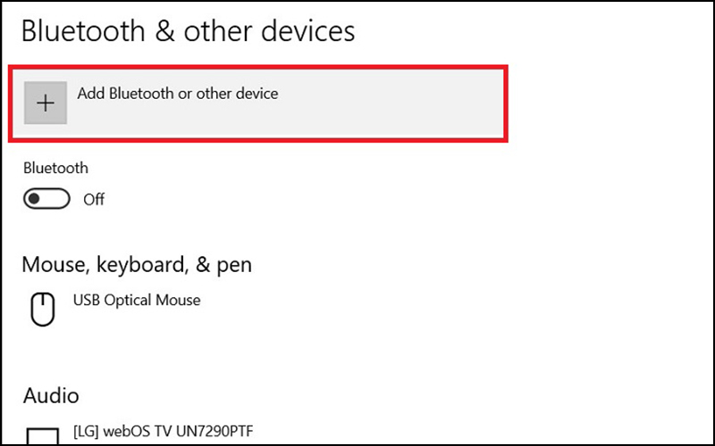 Chọn Add Bluetooth or other device
