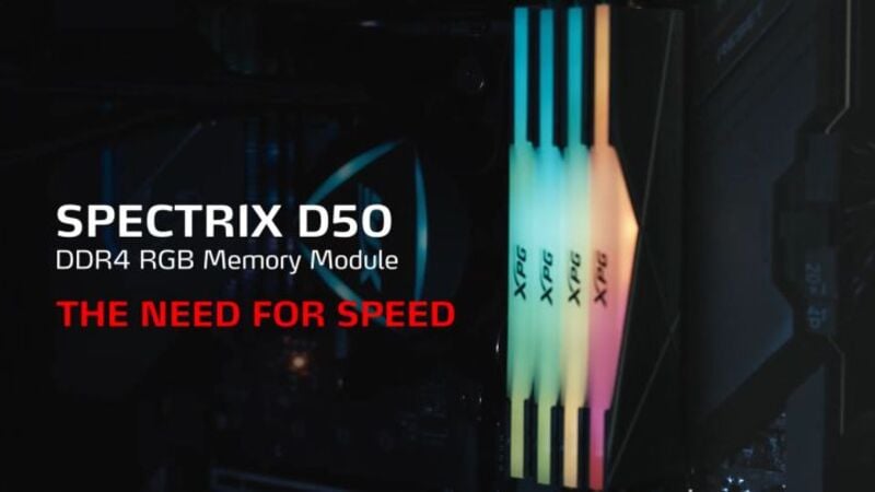 RAM Adata 8GB 3200Mhz XPG Spectrix D50 RGB được trang bị đèn LED RGB rực rỡ