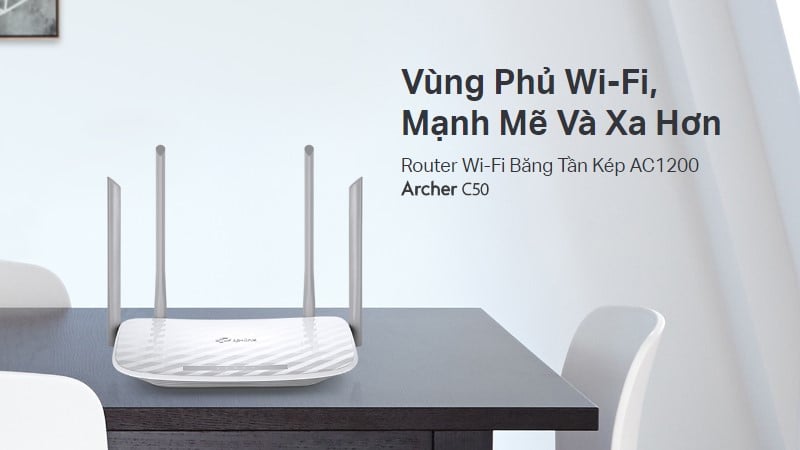Archer C50 có tốc độ Wi-Fi nhanh hơn với chuẩn 802.11ac nhanh gấp 5 lần chuẩn Wi-Fi N