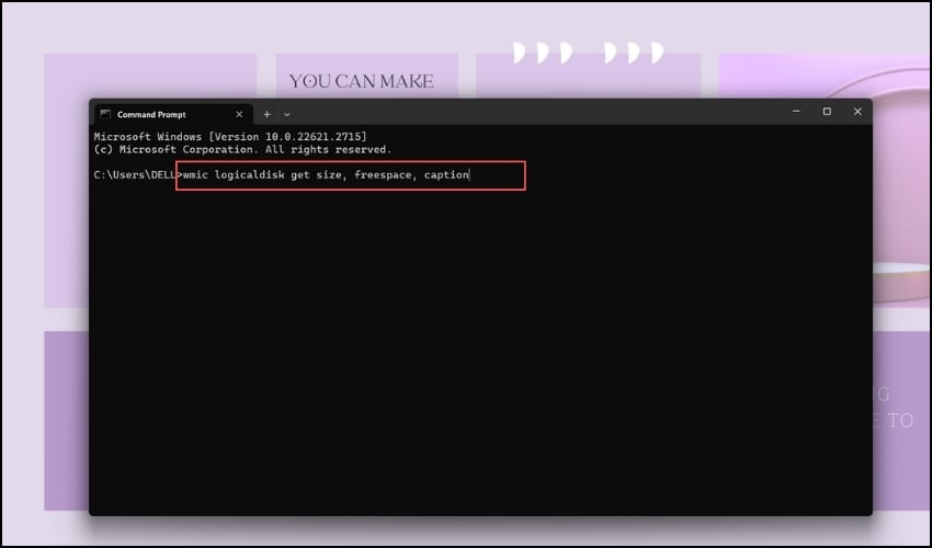 Khi giao diện Command Prompt xuất hiện, nhập dòng lệnh