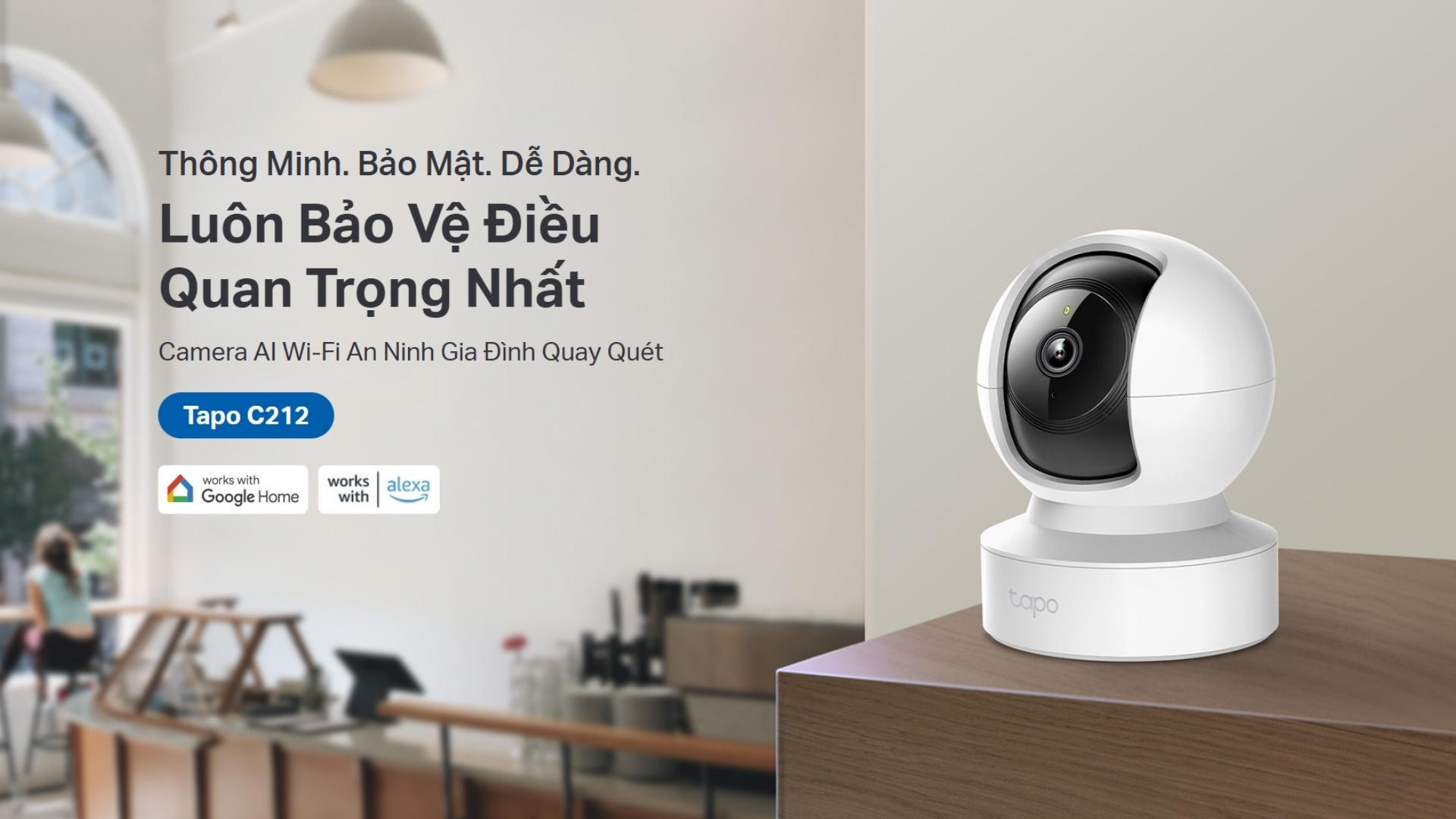 Camera WiFi 360 Độ 3MP TP-Link Tapo C212 - Thông minh và bảo mật