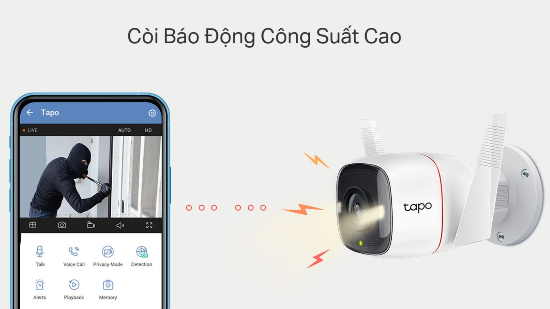 Camera WiFi Ngoài Trời 4MP TP-Link Tapo C320WS -  kích hoạt còi báo