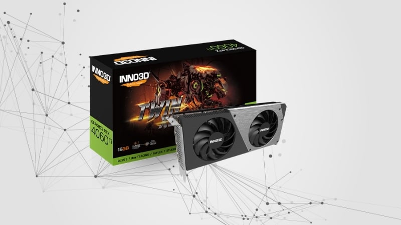Card màn hình VGA INNO3D GeForce RTX 4060 Ti 16GB Twin X2 sở hữu thiết kế tối giản nhưng đầy tinh tế