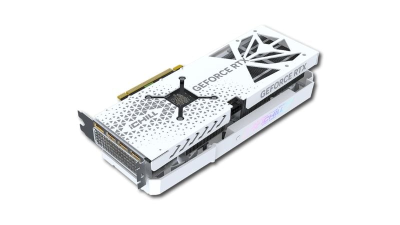INNO3D GeForce RTX 4060 Ti 8GB iCHILL X3 WHITE sở hữu thiết kế màu trắng nổi bật với hệ thống đèn RGB tinh tế