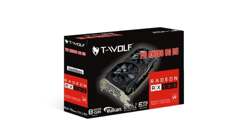 Card đồ họa VGA T-WOLF TW-RX580 8GB GDDR5 256-bit có tốc độ xung nhịp lên tới 1244MHz
