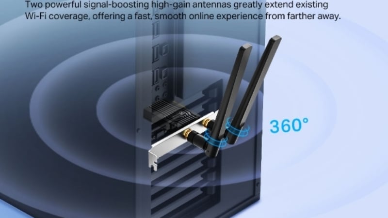 TP-Link Archer TX55E AX3000 được trang bị chuẩn Wi-Fi 6 mới nhất, cho phép kết nối nhanh chóng
