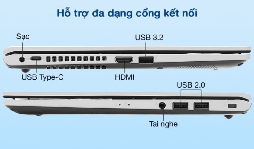 Laptop Asus đa dạng cổng kết nối