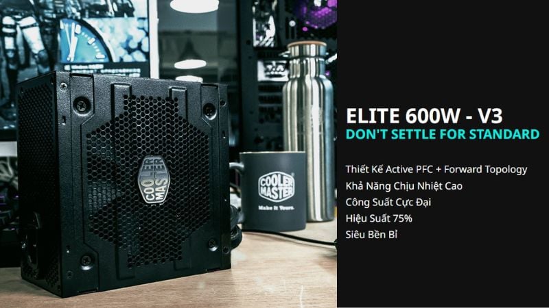 Nguồn Cooler Master Elite PC600 V3 có hiệu năng ổn định, hoạt động bền bỉ