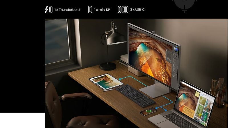 ViewFinity S9 được trang bị cổng Thunderbolt 4 với tốc độ truyền dữ liệu lên đến 40 Gbps