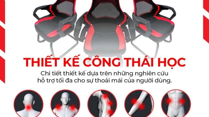 Ghế gaming SPEED-G66 sở hữu thiết kế công thái học