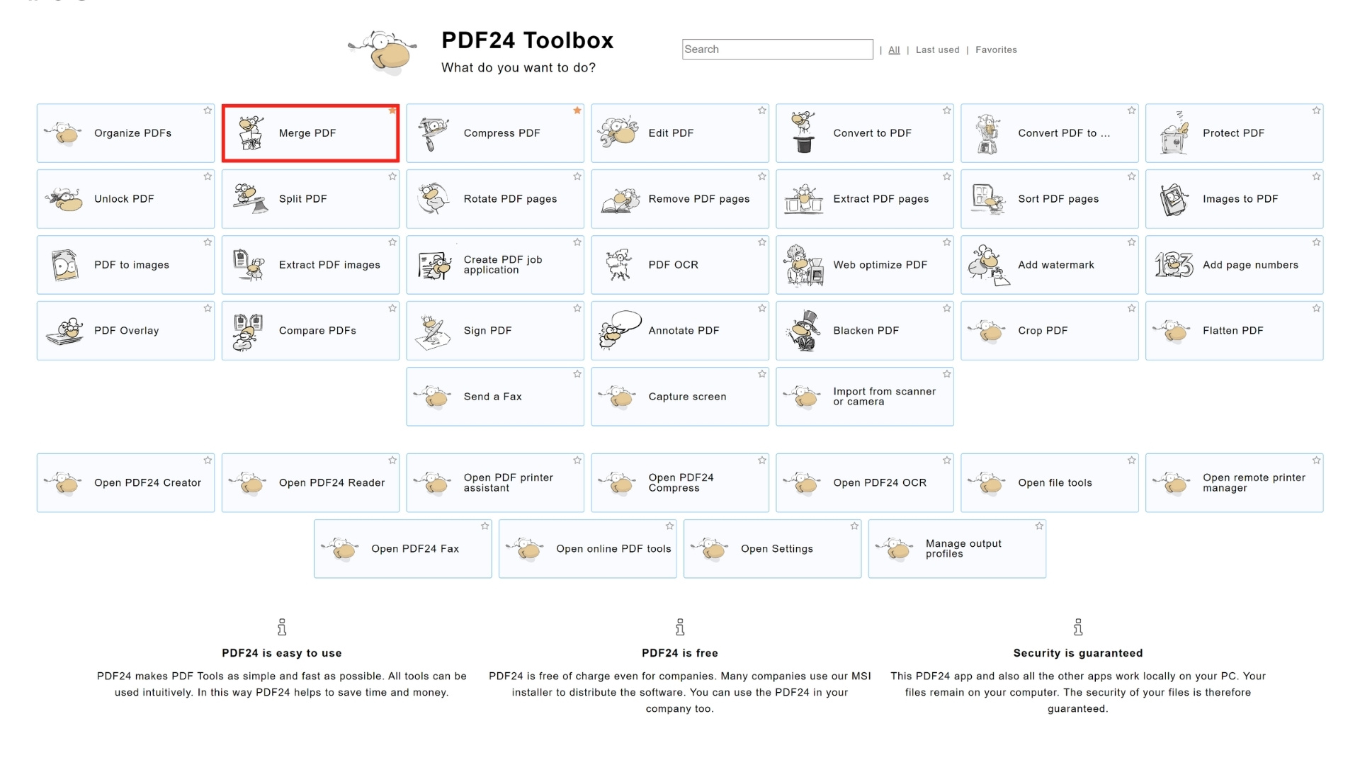 PDF24 Tools là một dịch vụ hỗ trợ ghép file PDF miễn phí
