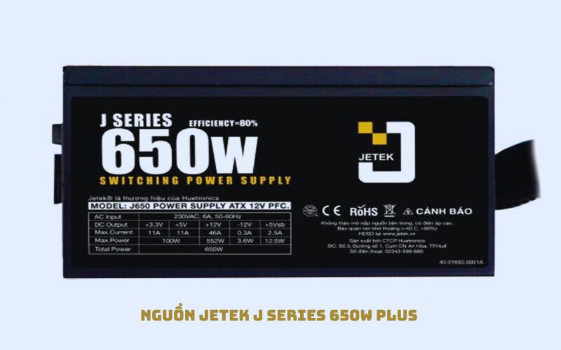 Nguồn Jetek J Series 650W Plus tương thích với nhiều mainboard, card đồ họa