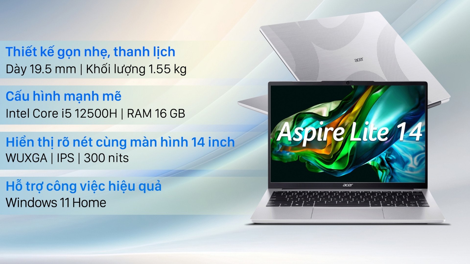Laptop Acer Aspire Lite AL14-71M-52GQ - trợ thủ đắc lực cho mọi tác vụ