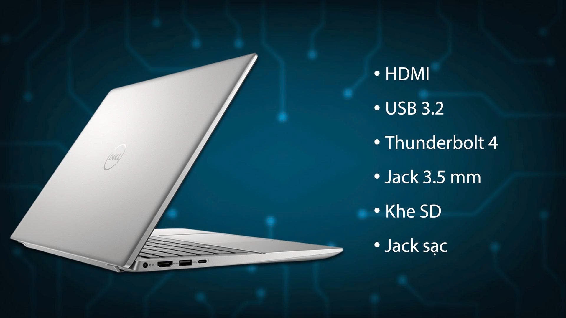 Laptop Dell Inspiron 14 5430 1608S - Có đầy đủ cổng kết nối cần thiết