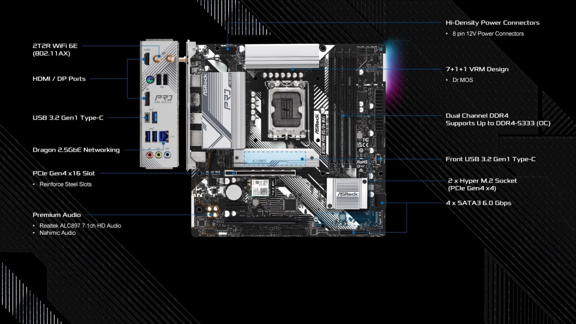 Mainboard&nbsp;ASRock B760M Pro RS Wifi DDR4: Nâng tầm hiệu năng, khẳng định đẳng cấp