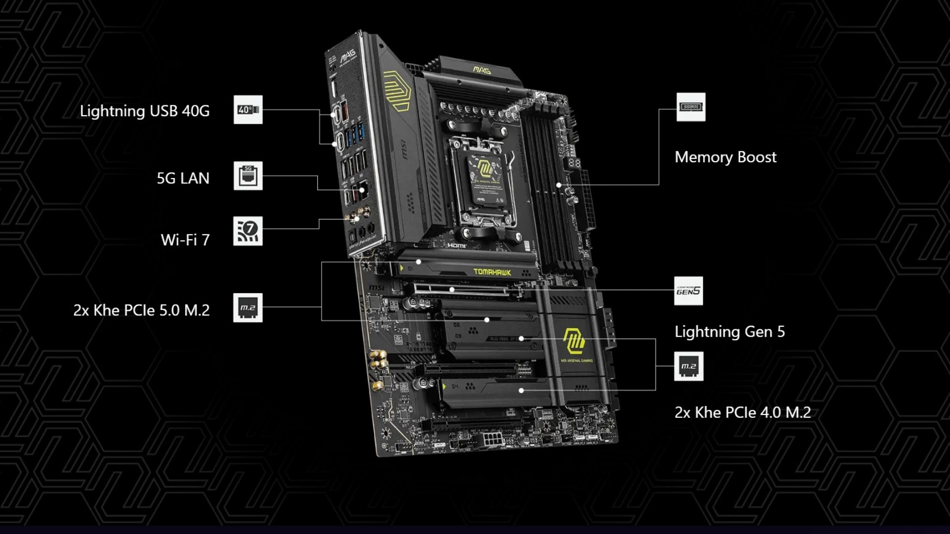 MSI MAG X870 TOMAHAWK WIFI – Kết Nối Wi-Fi 7 và Cổng PCIe 5.0